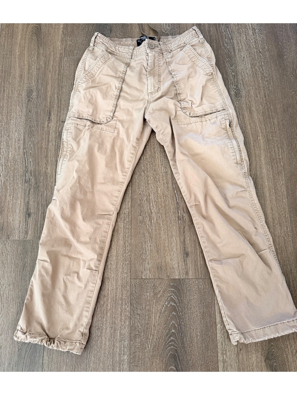 Hollister Straight Epic Flex Cargo Pants Small Beige Khaki Utility Y2K